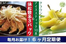 【6ヶ月定期便】クラウンメロンスティック10本と浜松ぎょうざ3パック【配送不可：離島】 [№5786-3431]