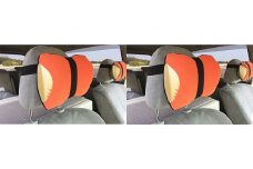 車・旅行用負担軽減枕 首をやさしく包み込む 浜松産ネックピロー「ネックラック」2個セット（オレンジ×ネイビー）×2個[№5786-8475]3553