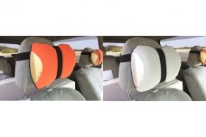 車・旅行用負担軽減枕 首をやさしく包み込む 浜松産ネックピロー「ネックラック」2個セット（オレンジ×ネイビー1＆グレー×Dグレー1） [№5786-8483]3553