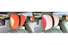 車・旅行用負担軽減枕 首をやさしく包み込む 浜松産ネックピロー「ネックラック」2個セット（オレンジ×ネイビー1＆ピンク×レッド1） [№5786-8484]3553