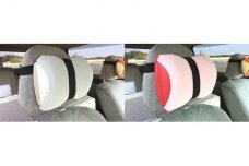 車・旅行用負担軽減枕 首をやさしく包み込む 浜松産ネックピロー「ネックラック」2個セット（グレー×Dグレー1＆ピンク×レッド1） [№5786-8486]3553