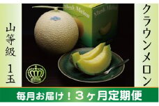 クラウンメロン　山×1玉【3ヶ月定期便】【配送不可：離島】 [№5786-3839]