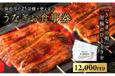お食事券 うなぎ 浜松市25店舗で使える 12000円 食事券 補助券 チケット レストラン 料理屋 鰻 ウナギ 丑の日  土用の丑の日 静岡 静岡県 浜松市 [№5786-3888]