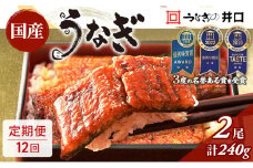 ITI優秀味覚賞受賞 国産うなぎ 定期便 12ヶ月 長蒲焼き 2尾 (120g×2尾) 山椒 たれ セット うなぎの井口 国産 うなぎ 鰻 蒲焼き うなぎの蒲焼 小分け 冷蔵 おすすめ 12回 お楽しみ 静岡県 浜松市 【配送不可：離島】 [№5786-4317]