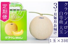 【定期便×3回】クラウンメロン 並（白）1.4kg 1玉 [№5786-4424]