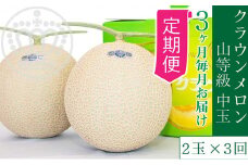 【3か月定期便】クラウンメロン【上（山等級）】中玉（1.3kg前後）2玉入り [№5786-4434]