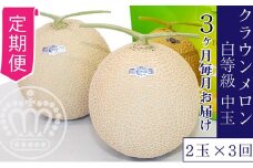 【3か月定期便】クラウンメロン【並（白等級）】中玉（1.3kg前後）2玉入り [№5786-4443]