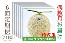 クラウンメロン特大玉1玉入【偶数月6回定期便】【配送不可：離島】 [№5786-4473]