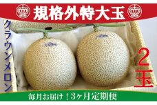 クラウンメロン　規格外特大玉　2玉入【毎月お届け3ヶ月定期便】【配送不可：離島】 [№5786-4675]