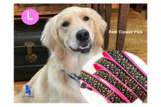 【大型犬用・Lサイズ】ハーフチョークカラーとリードのセット（プチフラワーピンク） 雑貨 ペットグッズ ペット用品 首 締まらない 苦しくない 抜けない 首輪 日本製 調節可能 レトリバー  [№5786-4700]