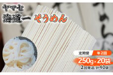 【定期便 年2回】ヤマセ 海道一 そうめん 250g × 20袋（2回発送・計40袋） [№5786-5137]