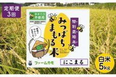 2025年11月下旬以降発送開始【定期便3回】雄踏ファームカモ産「みつばちまもる米」5kg（品種：にこまる）（3ヶ月連続・合計15kg） お米 ブランド米 ご飯 おにぎり お弁当 産地直送 1等米  [№5786-5348]