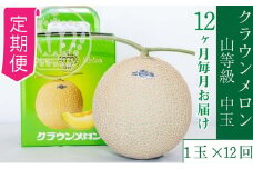 【12ヶ月定期便】クラウンメロン【上(山等級)】中玉(1.3kg前後)1玉入り [№5786-5473]