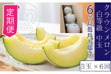 【6ヶ月定期便】クラウンメロン並【白等級】1.3kg前後　3玉入り [№5786-5478]