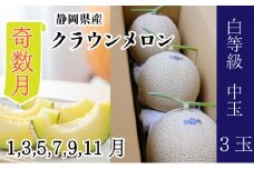 【奇数月6ヶ月 定期便】クラウンメロン並【白等級】1.3kg前後　3玉入り [№5786-5480]