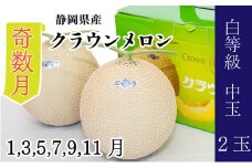 【奇数月 定期便】クラウンメロン並【白等級】1.3kg前後　2玉入り [№5786-5514]