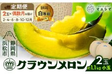 【偶数月6ヶ月定期便】クラウンメロン 白等級 1.1kg前後 ２玉入り [№5786-5530]
