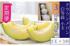 【3ヶ月定期便】クラウンメロン【並（白等級）】小玉（1.1kg前後）3玉入り [№5786-5531]