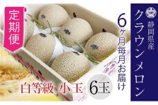 【6ヶ月定期便】クラウンメロン【並（白等級）】小玉（1.1kg前後）6玉入り [№5786-5537]