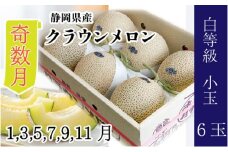 【奇数月6ヶ月定期便】クラウンメロン【並（白等級）】小玉（1.1kg前後）6玉入り [№5786-5539]
