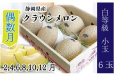 【偶数月6ヶ月定期便】クラウンメロン【並（白等級）】小玉（1.1kg前後）6玉入り [№5786-5540]