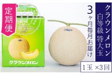 【3ヶ月定期便】クラウンメロン並【白等級】特大玉1.5kg前後　1玉入り [№5786-5544]