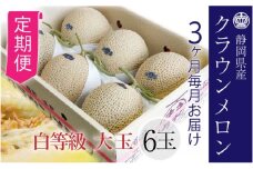 【3ヶ月定期便】クラウンメロン【並（白等級）】大玉（1.4kg前後）6玉入り [№5786-5548]