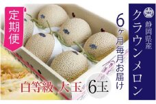 【6ヶ月定期便】クラウンメロン【並（白等級）】大玉（1.4kg前後）6玉入り [№5786-5549]