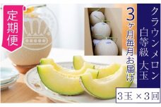 【3ヶ月定期便】クラウンメロン【並（白等級）】大玉（1.4kg前後）3玉入り [№5786-5557]