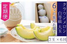 【6ヶ月定期便】クラウンメロン【並（白等級）】大玉（1.4kg前後）3玉入り [№5786-5558]