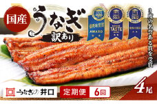 国産うなぎ 定期便 6ヶ月 訳あり うなぎ 4尾 セット ITI優秀味覚賞受賞  蒲焼 国産 ウナギ 鰻 うなぎの蒲焼 詰め合わせ 国産うなぎ蒲焼 魚 和食 惣菜 真空パック 訳アリ 静岡 静岡県 浜松市 6回 定期 【配送不可：離島】 [№5786-5785]