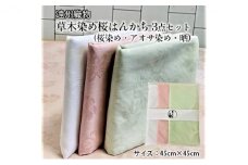 遠州織物 草木染め桜はんかち 3点セット（桜染め・アオサ染め・晒） [№5786-5274]