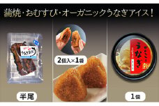 うなぎの蒲焼半尾約60g/うなぎ入りおむすび2個入1袋/うなぎアイス2個セット うなぎ 鰻 ウナギ 蒲焼 アイス おむすび おにぎり おやつ デザート スイーツ セット 冷凍 国産鰻 浜松市 静岡県[№5360-0507]
