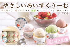 アイスクリーム 5種 8個 セット やさしい あいすくりーむ バニラ 抹茶 塩ミルク チョコ いちご 母の日 父の日