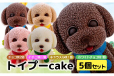 犬 ケーキ 5個 セット 【 お子様も喜ぶ かわいい 立体 ケーキ 】 トイプー  ケーキ 食べ比べ チョコレート いちご キャラメル ホワイトチョコ 個包装 お菓子 動物 アニマル ケーキ 犬 トイプードル 子供 贈答 プレゼント