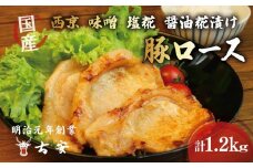 豚肉 ロース 1.2kg 12枚 各 4パック 西京漬け 味噌漬け 塩糀漬け 醤油麹漬け 国産 小分け ソテー 古安