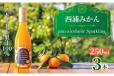 西浦 みかん スパークリング ジュース ストレート 果汁 100％ 250ml×3本 蜜柑 飲み物 ミカン 人気 贈答用 静岡 沼津