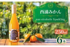 西浦 みかん スパークリング ジュース ストレート 果汁 100％ 250ml×6本 蜜柑 飲み物 ミカン 人気 贈答用 静岡 沼津