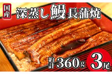 国産 うなぎ 蒲焼  計 3尾 約 120g ～ 130g 漁協 オリジナル 深蒸し たれ付き 冷凍 小分け 我入道 鰻 人気 沼津 静岡 静岡県 土用 丑の日 