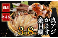 【通常配送】 国産 干物 3種 8枚 極上 詰め合わせ ひもの 真アジ あじ 鯵 かます カマス 金目鯛 無添加 冷凍 高級 干物専門店 和助 セット 美味しい 水産事業者支援 静岡県 沼津 静岡