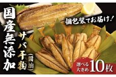 サバ 干物 個包装 国産 無添加 小分け さば 醤油 干し 10枚 手作り 鯖 天日干し ひもの 魚介 贈答用 プレゼント ギフト 静岡 沼津 極上 美味しい コスパ 人気 静岡県