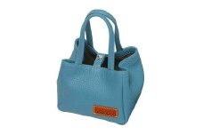 「三嶋柄入り」ハンドメイド 牛革 ミニバッグ (小 )＜水色＞ハンドメイド ミニバッグ やわらかい 牛革 裏地 は 綿 を使用 かわいい おしゃれ レディース シンプル 贈り物 ギフト プレゼント 手提げ バック