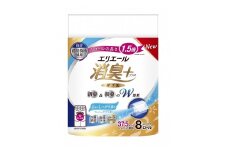 0025-10-04 【先行受付】 エリエール 消臭＋ トイレットティシュー しっかり香るフレッシュクリアの香り コンパクトダブル 8ロール×12パック 96ロール 【11月上旬以降順次発送】　1.5倍巻 37.5m トイレットペーパー ダブル パルプ100％ 消臭 防臭 日用品 消耗品 備蓄