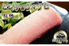 [№5695-1307]ビンチョウマグロ 脂柵 3柵（約600g）【配送不可：離島】