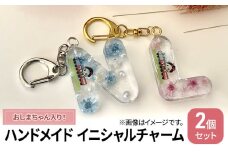 [№5695-1553]ハンドメイド イニシャルチャーム 2個セット おしまちゃん入り