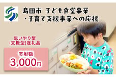 [№5695-1709]【思いやり型(協賛型)返礼品】島田市 子ども食堂事業・子育て支援事業への応援 【返礼品なし】(3000円)