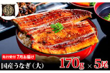 [№5695-1938]先行受付 【7月上旬配送】 うなぎ蒲焼 170g×5尾(850g) うなぎ 鰻 蒲焼 蒲焼き 大五通商 静岡 島田市
