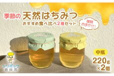 [№5695-1957]種類おまかせ！季節の天然はちみつ おすすめ食べ比べ2種セット（中瓶220g×2個）ハチミツ 蜂蜜 セット 島田市 静岡県