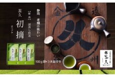 [№5695-2054]茶久 新茶 煎茶初摘100ｇ×3本 化粧箱入り お茶 新茶 煎茶 初摘 深蒸し オススメ お湯出し 水出し 贈答品 箱入り ギフト