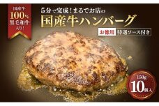 [№5695-2061]ハンバーグ 5分で完成！まるでお店の国産牛ハンバーグ【お徳用10個入】 国産牛100％ 黒毛和牛 嗜好のハンバーグ レストラン 簡単調理 おかず 肉料理 ごちそう 島田市 静岡県